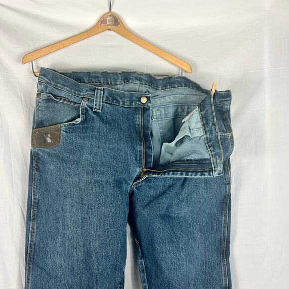 Wrangler Riggs Mens Jeans 42 x 32 Straight Leg Blue 103WAC5DT Workwear - Picture 5 of 8